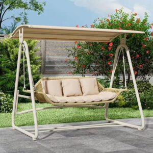 Outdoor Patio Swing Chair 2-3 Seat Adjustable Canopy