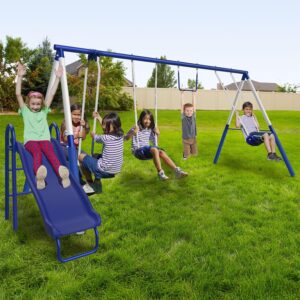 Sportspower Arcadia Kids Metal Swing Set – 6 Play Stations