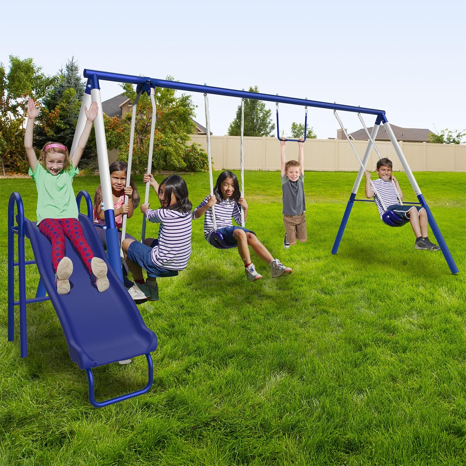 Sportspower Arcadia Kids Metal Swing Set – 6 Play Stations