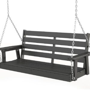 GREENVINES Porch Swing, 51", HDPE Plastic, Black