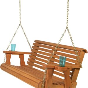Amish 700 lb Porch Swing, 5' Cedar, Rollback Design