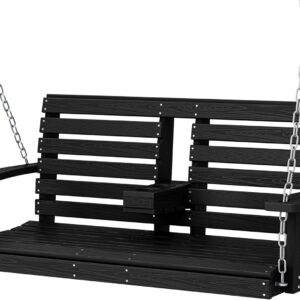 KINGYES 2-Seat Hanging Porch Swing, 660LBS, Black