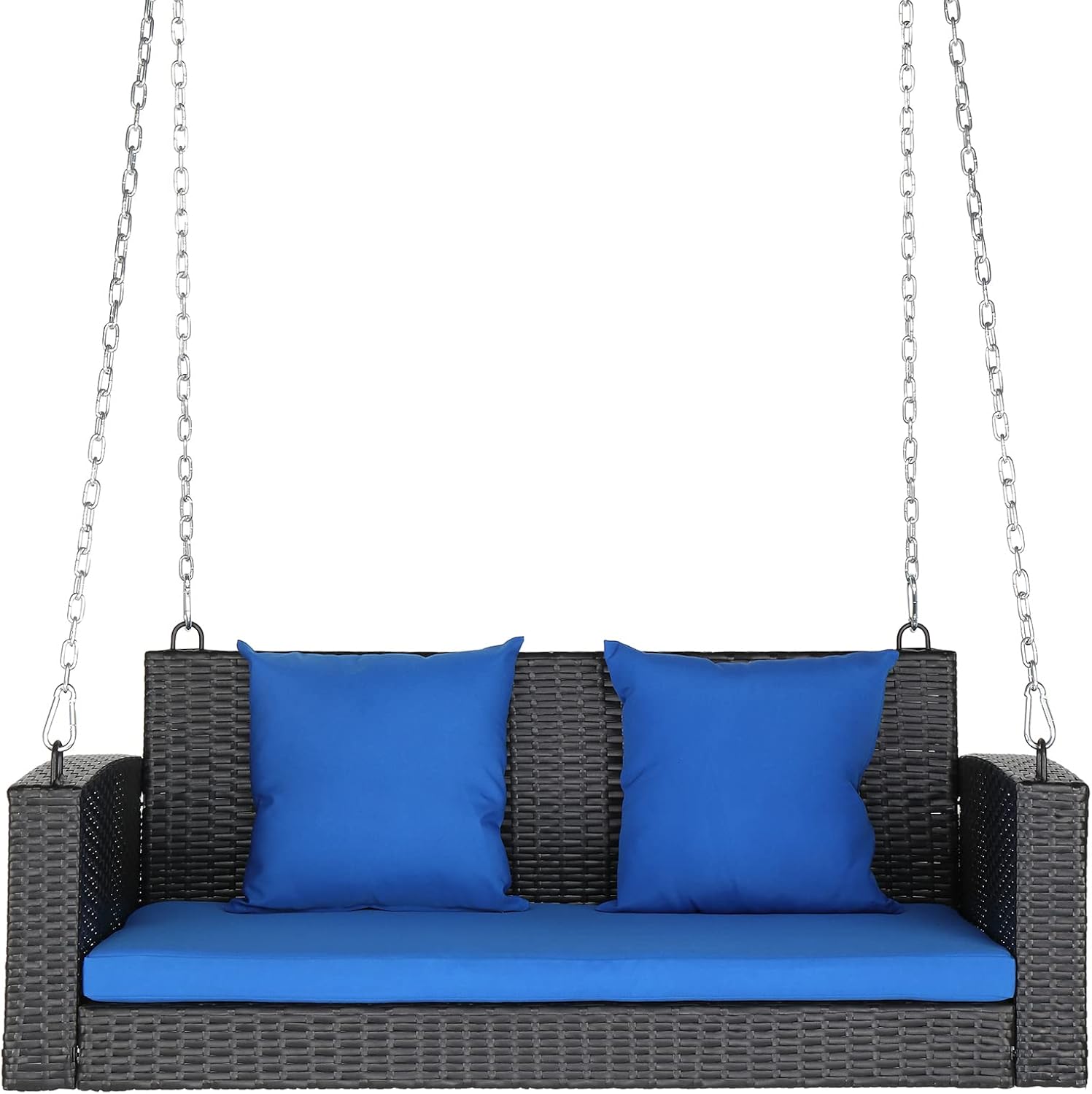 Outvita 2-Person Wicker Hanging Porch Swing Bench - Blue