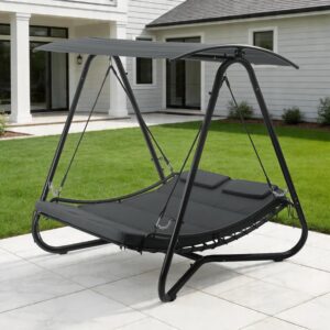 Kozyard Outdoor Swing Bed w/ Canopy, Gray