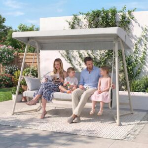 CHINNLUU Outdoor Patio Swing Bed w/ Canopy 800 lbs