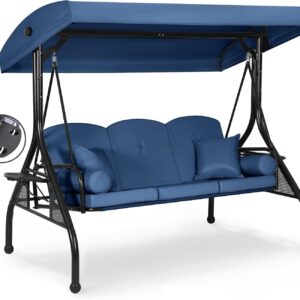 3-Seat Outdoor Porch Swing & Bed (Blue) - KWKSV