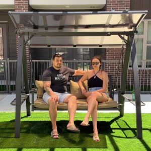 PURPLE LEAF 3-Seat Swing w/ Canopy & Cushions