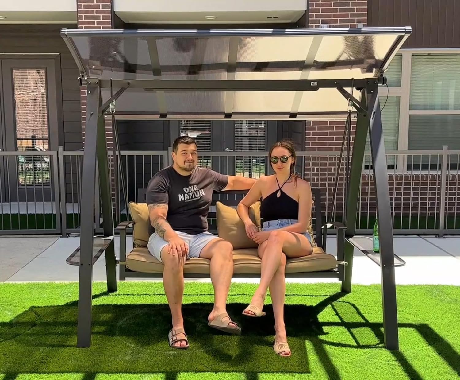 PURPLE LEAF 3-Seat Swing w/ Canopy & Cushions