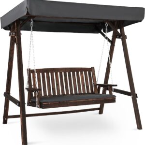 VINGLI 4FT Heavy-Duty Porch Swing with Stand, Rustic