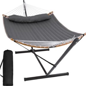 SUNCREAT 2-Person Portable Hammock w/ Stand - Dark Gray