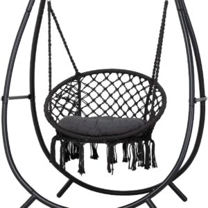 ANOW Outdoor Hammock Swing Chair w/ Stand & Cushion