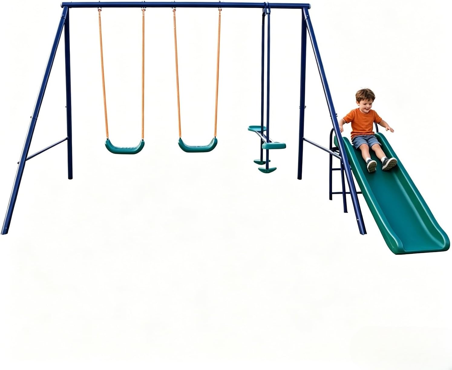 DECORLIFE Outdoor Swing Set w/ Slide & Glider - Kids Playset