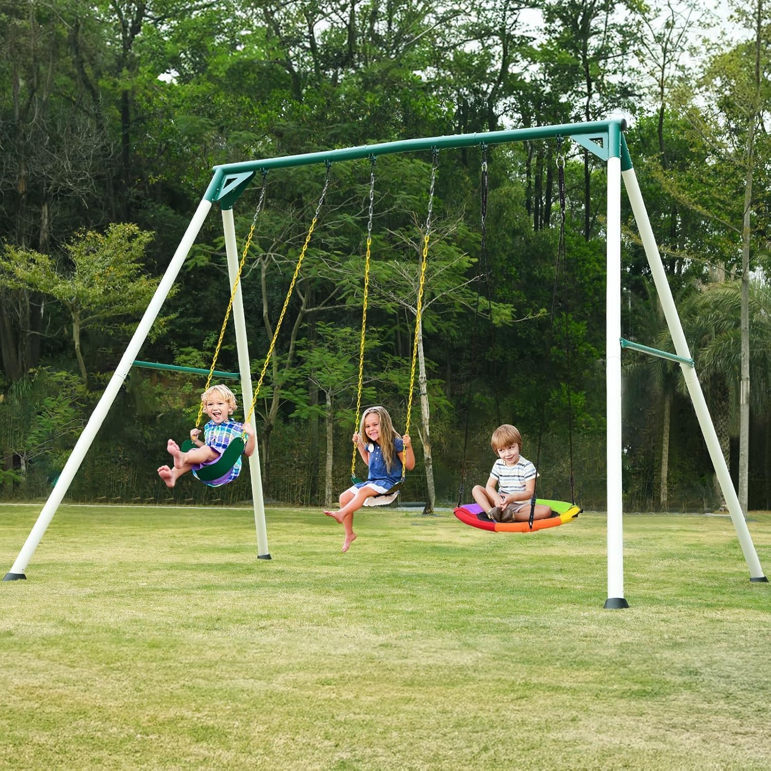 Hapfan 9.5' Heavy-Duty Swing Set for Kids & Adults