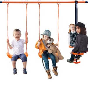 SUPER DEAL Kids Swing Set – 2 Seats + Glider