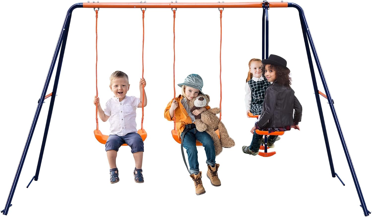 SUPER DEAL Kids Swing Set – 2 Seats + Glider