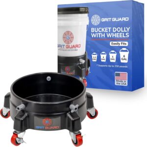 GRIT Guard Bucket Dolly with Wheels (Black) – Heavy-Duty Rolling Cart