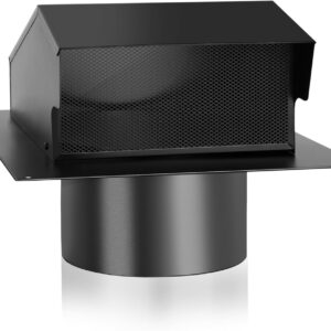 8 Inch Roof Vent Cap with Mesh & Damper - Black