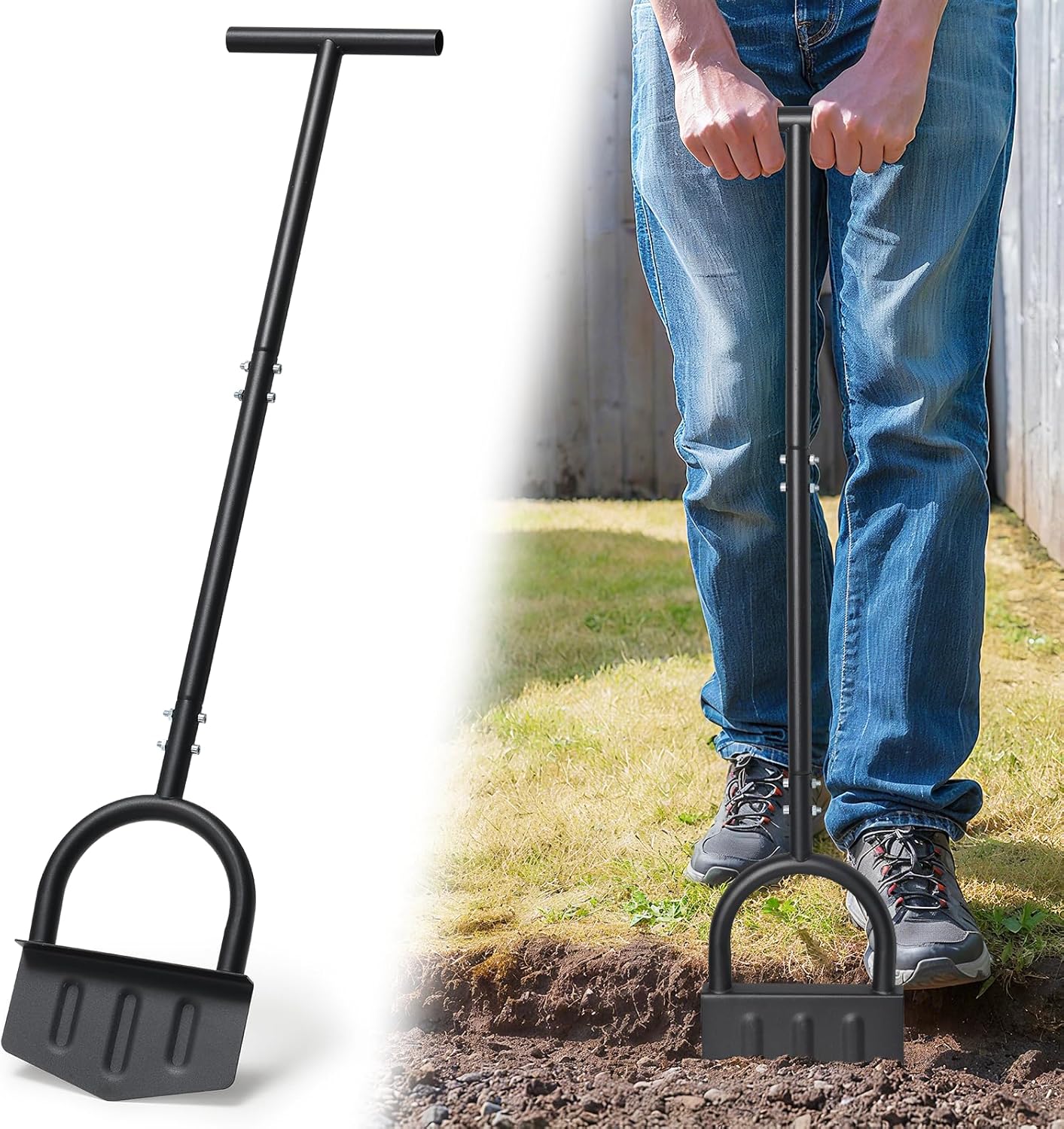 NEZHEIZERY Manual Lawn Edger, 39" V-Shaped Blade