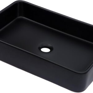 Lordear Black 24x16" Rectangular Vessel Sink, Porcelain