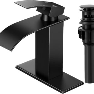 Matte Black Bathroom Faucet - Modern Waterfall Design