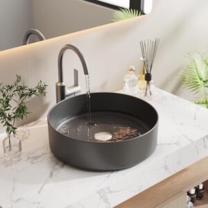Black Round Vessel Sink 15.7" Above Counter