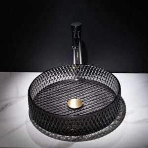 Homary Round Crystal Bathroom Sink 15.35in, Black