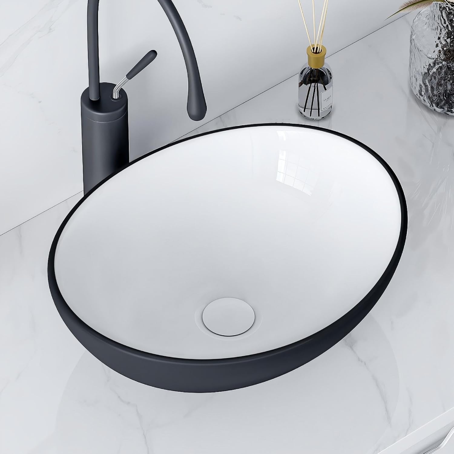 Eridanus 16" Matte Black Vessel Sink - Modern Bathroom Sink