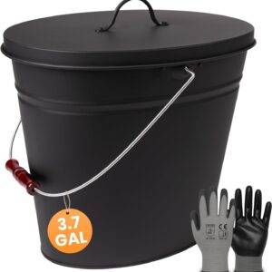 BLACK OAK Vesuvio Ash Bucket 3.7 Gal - Black, 15L