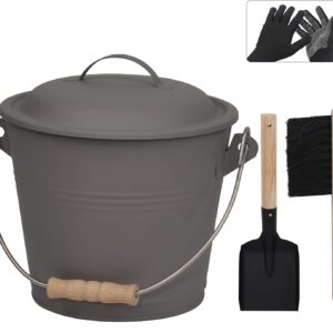 Poofzy Ash Bucket Set – 1.3 Gal with Lid & Tools (Gray)