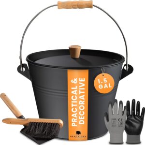 BLACK OAK Ash Bucket 5 Gal - Black with Lid & Tools