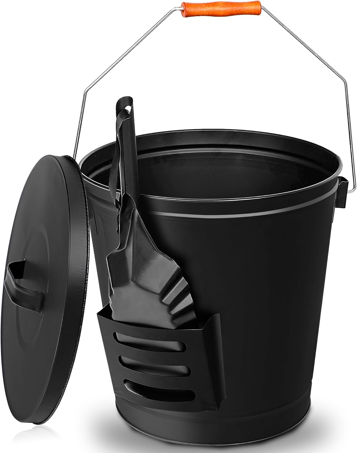 HomGarden Fireplace Ash Bucket with Lid & Shovel – 5 Gal