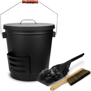 Grisun Ash Bucket Set with Lid & Tools, 5.2 Gal