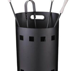 Relaxdays Fireplace Tool Set, 5-Pc. Bucket Set, Black/Silver