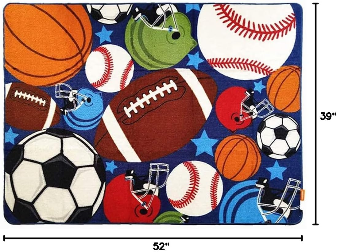 HUAHOO Kids Rug 100x130cm Sport Print Balls