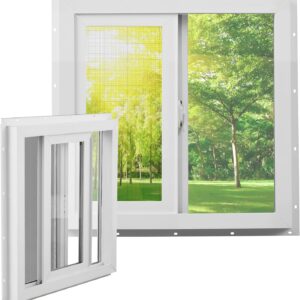 Pushglossy 23.5" Sliding Vinyl Window w/ Mesh Screen - White