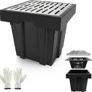 18x18x15 Inch Stainless Steel Catch Basin w/ Grate & Basket