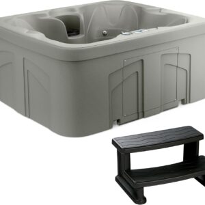 LifeSmart 4-Person Square Hot Tub, Taupe – Plug & Play Spa