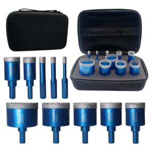 BeQell Tile Hole Saw Kit, 10pc Diamond Drill Bits Set