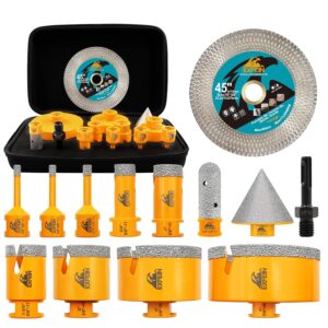 EXFEIN Tile Hole Saw Kit 13pcs Diamond Drill Set