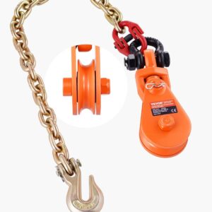 VEVOR 2 Ton Snatch Block with G80 Chain, 3/8" Rope Pulley