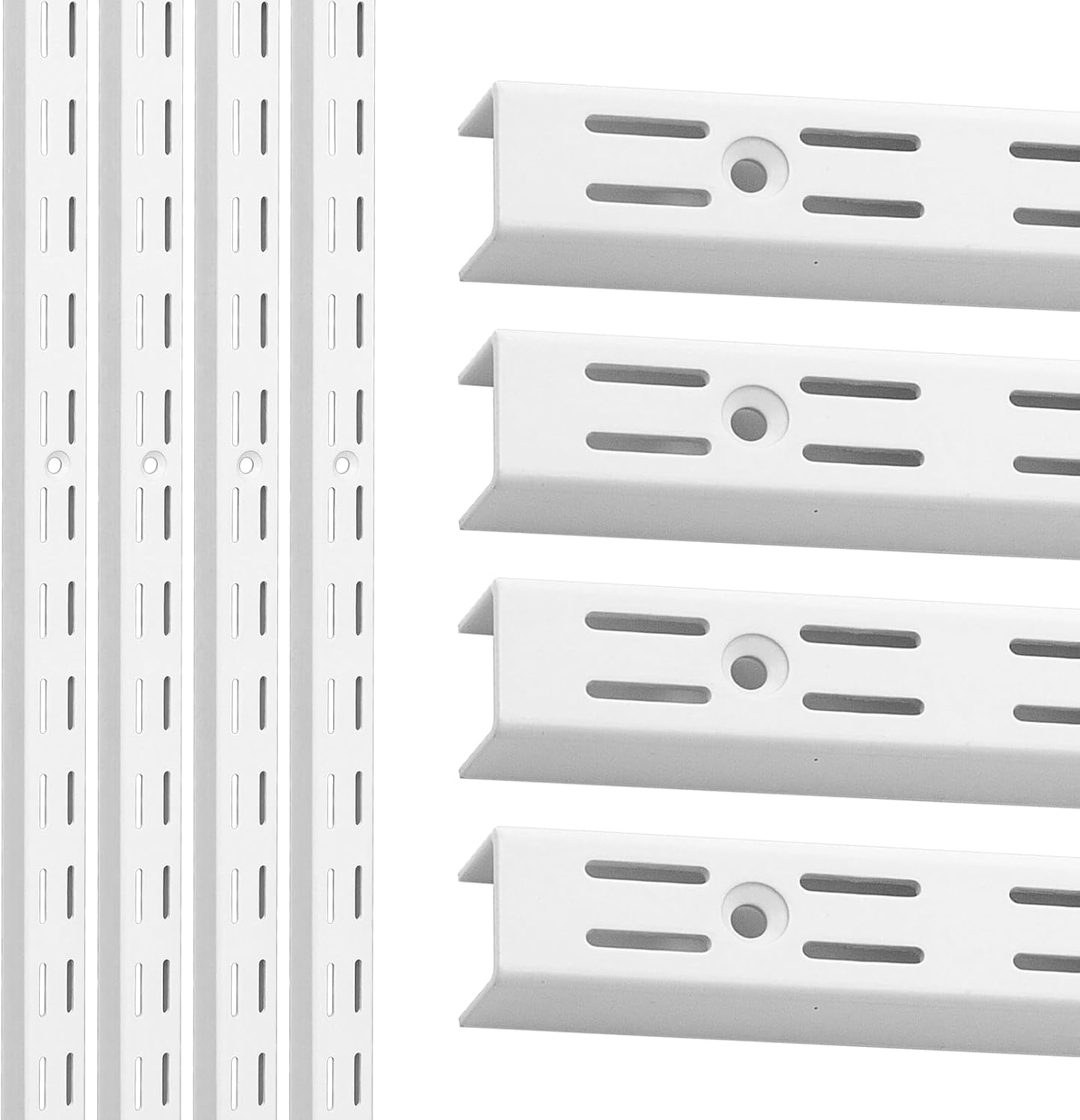 8-Pc Heavy-Duty Wall Shelf Tracks 48in White