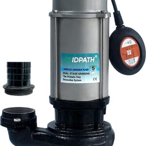 AIDPATH 1HP Submersible Grinder Pump, Stainless Steel, 2" NPT