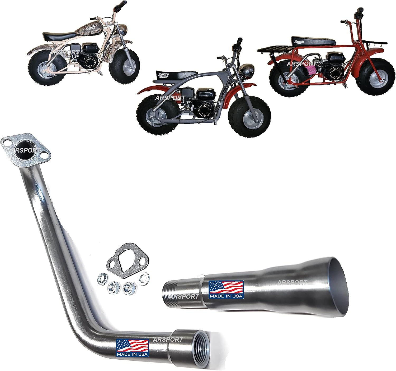 ARSPORT 3-Stage Exhaust Header for Go Karts & Mini Bikes