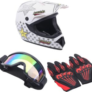 Premium Motocross Helmet Set w/ Goggles & Gloves