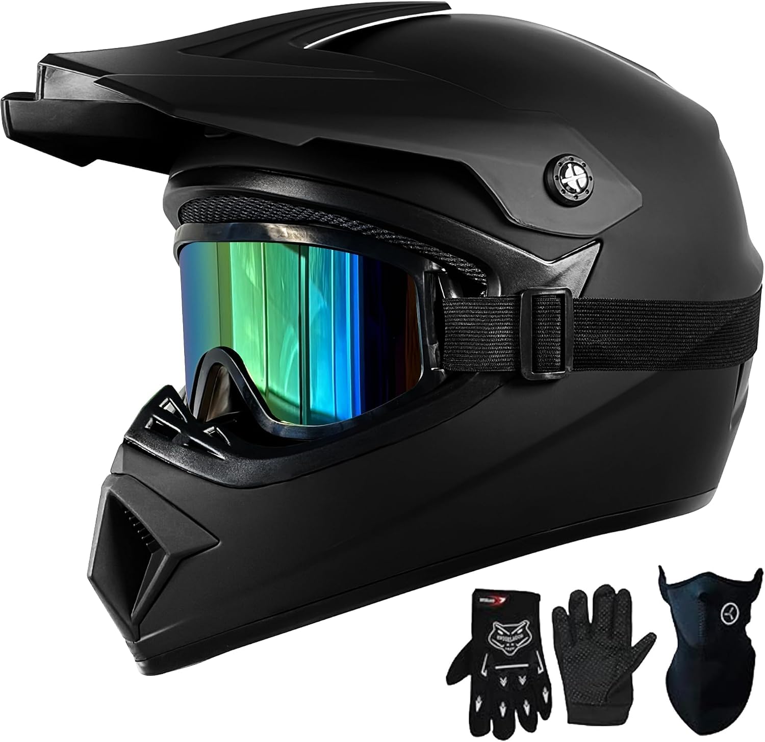 DOT Youth Dirt Bike Helmet 4-16yrs – Matte Black, M