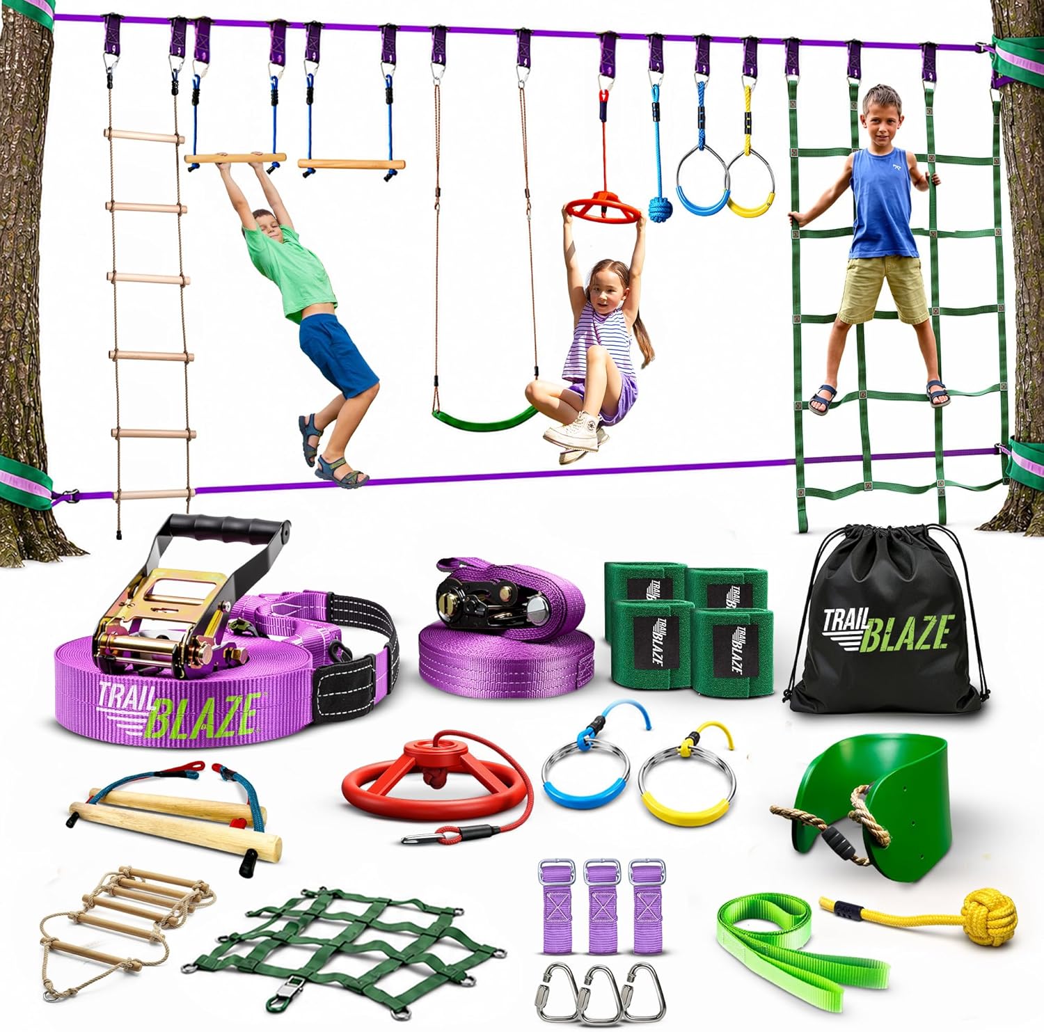 Trailblaze Ninja Warrior Course for Kids - 2x55ft Outdoor Set