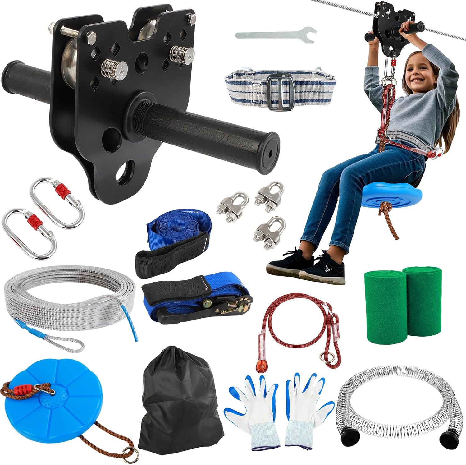 Dollate Zipline Kit - 60FT, 400lb Capacity, Outdoor Fun