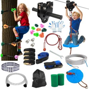 FAHKNS 160FT Outdoor Zipline Kit - 400LBS Capacity