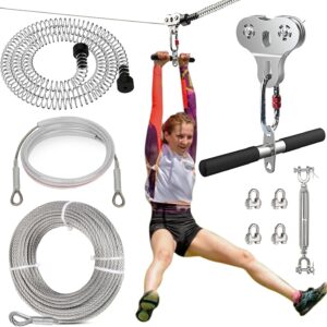 Adult Zip Line Kit – 200FT Stainless Steel, 500 lb Capacity