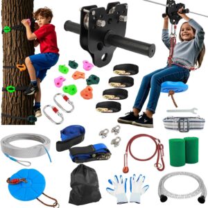 Dollate 120FT Zipline Kit – Up to 400 lbs, Safe for Kids & Adults